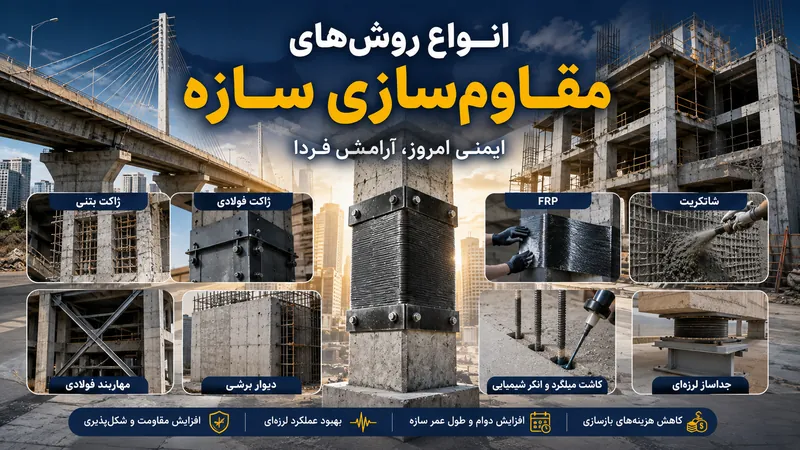 انواع روش‌های مقاوم‌سازی سازه؛ بررسی کامل روش‌های تقویت ساختمان، پل، دکل و سازه‌های موجود