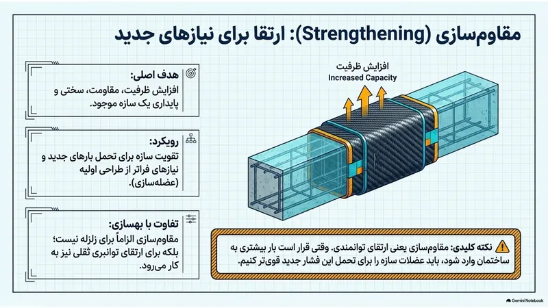 مقاوم‌سازی (Strengthening): افزایش ظرفیت تیر بتنی برای نیازهای جدید