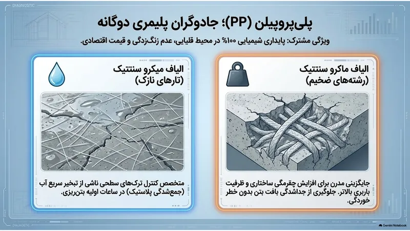 مقایسه الیاف پلی‌پروپیلن میکروسنتتیک و ماکروسنتتیک در کنترل ترک بتن