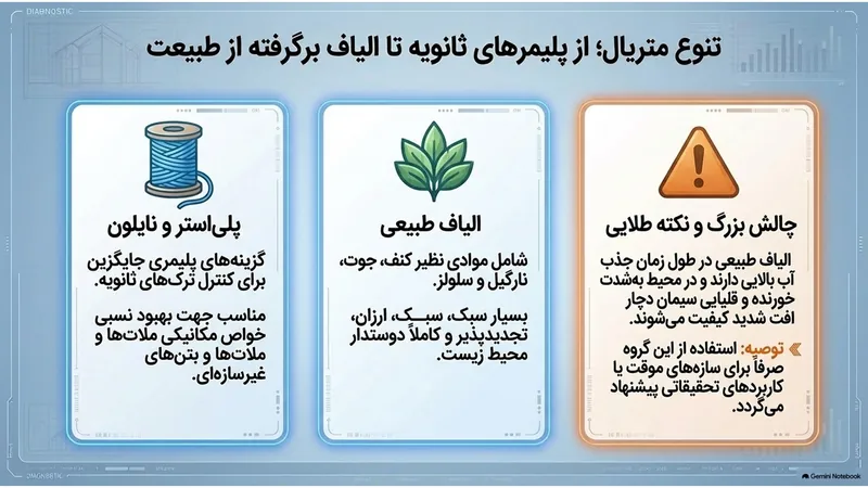 دیگر الیاف ساختمانی: پلی‌استر و نایلون، الیاف طبیعی و محدودیت‌های آن‌ها