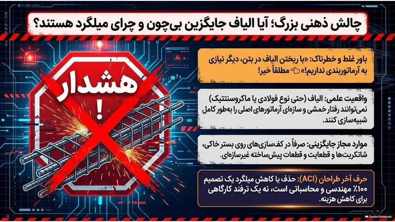 هشدار: الیاف جایگزین میلگرد و خاموت در بتن سازه‌ای نیستند