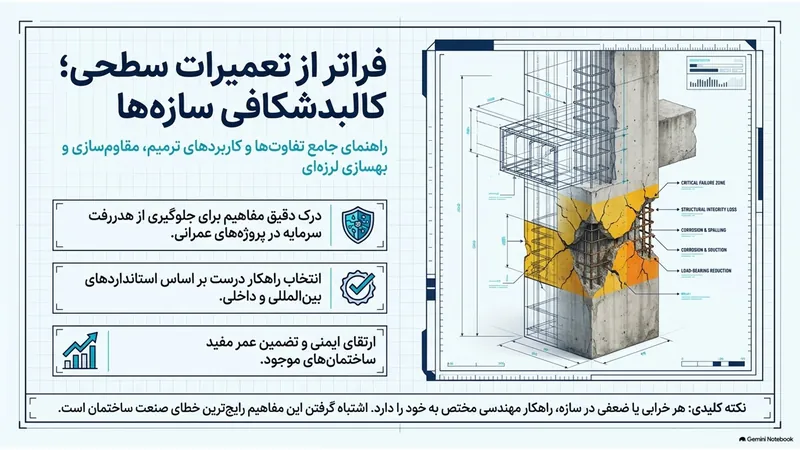 کالبدشکافی سازه‌ها؛ تفاوت ترمیم، مقاوم‌سازی و بهسازی لرزه‌ای در یک ستون بتنی آسیب‌دیده