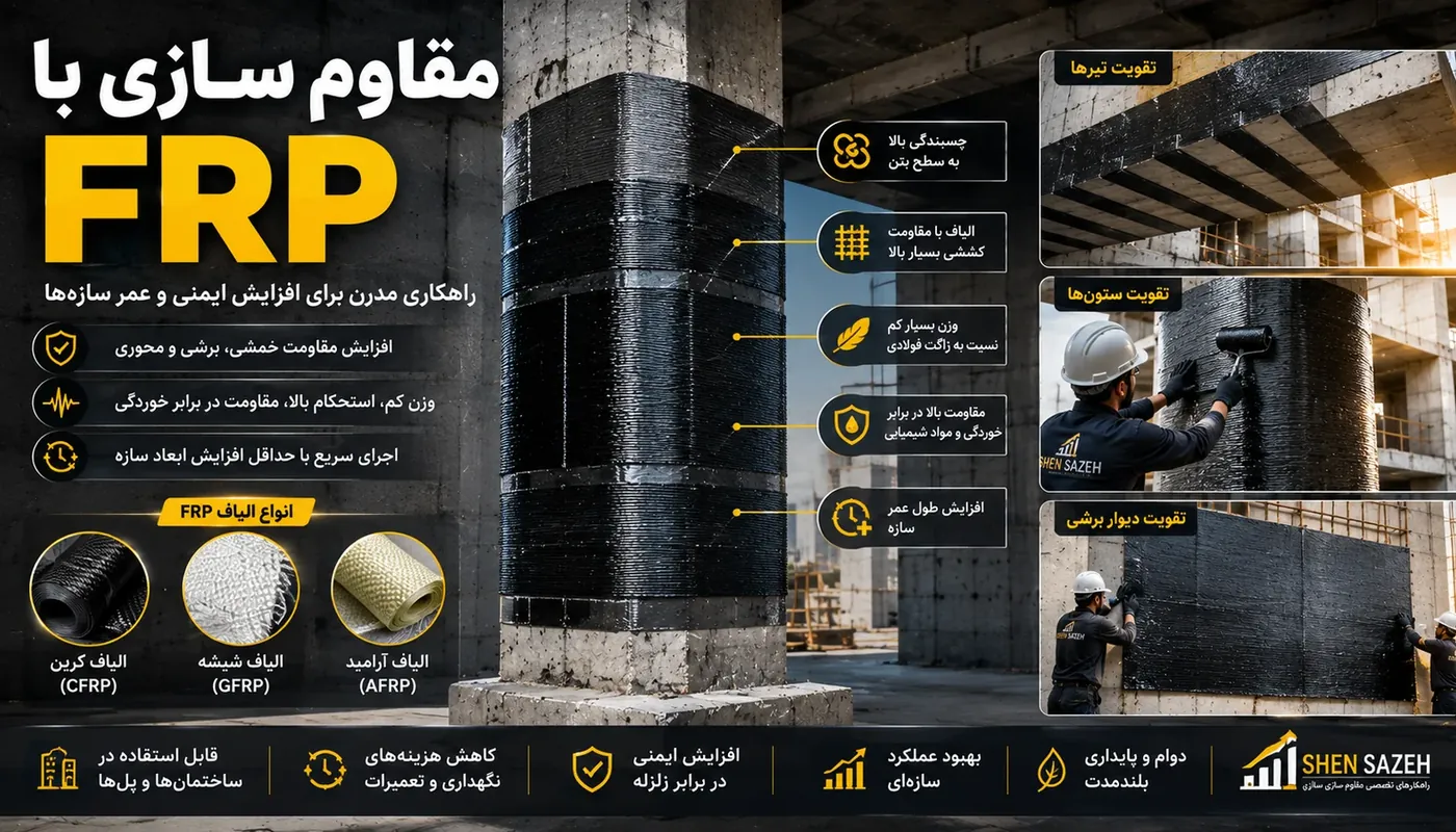 مقاوم سازی با FRP چیست؟ بررسی کامل روش‌ها، مزایا، کاربردها و نحوه اجرای FRP در سازه‌ها