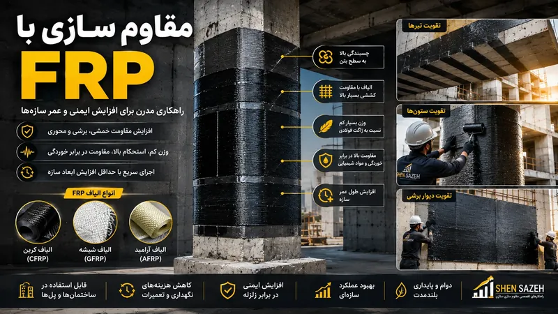 مقاوم سازی با FRP چیست؟ بررسی کامل روش‌ها، مزایا، کاربردها و نحوه اجرای FRP در سازه‌ها