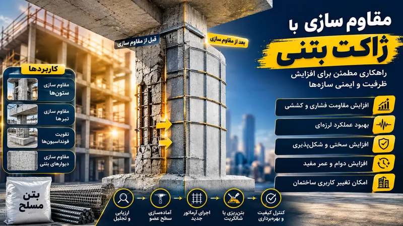مقاوم سازی با ژاکت بتنی؛ اصول، روش اجرا، مزایا، معایب و کاربردها