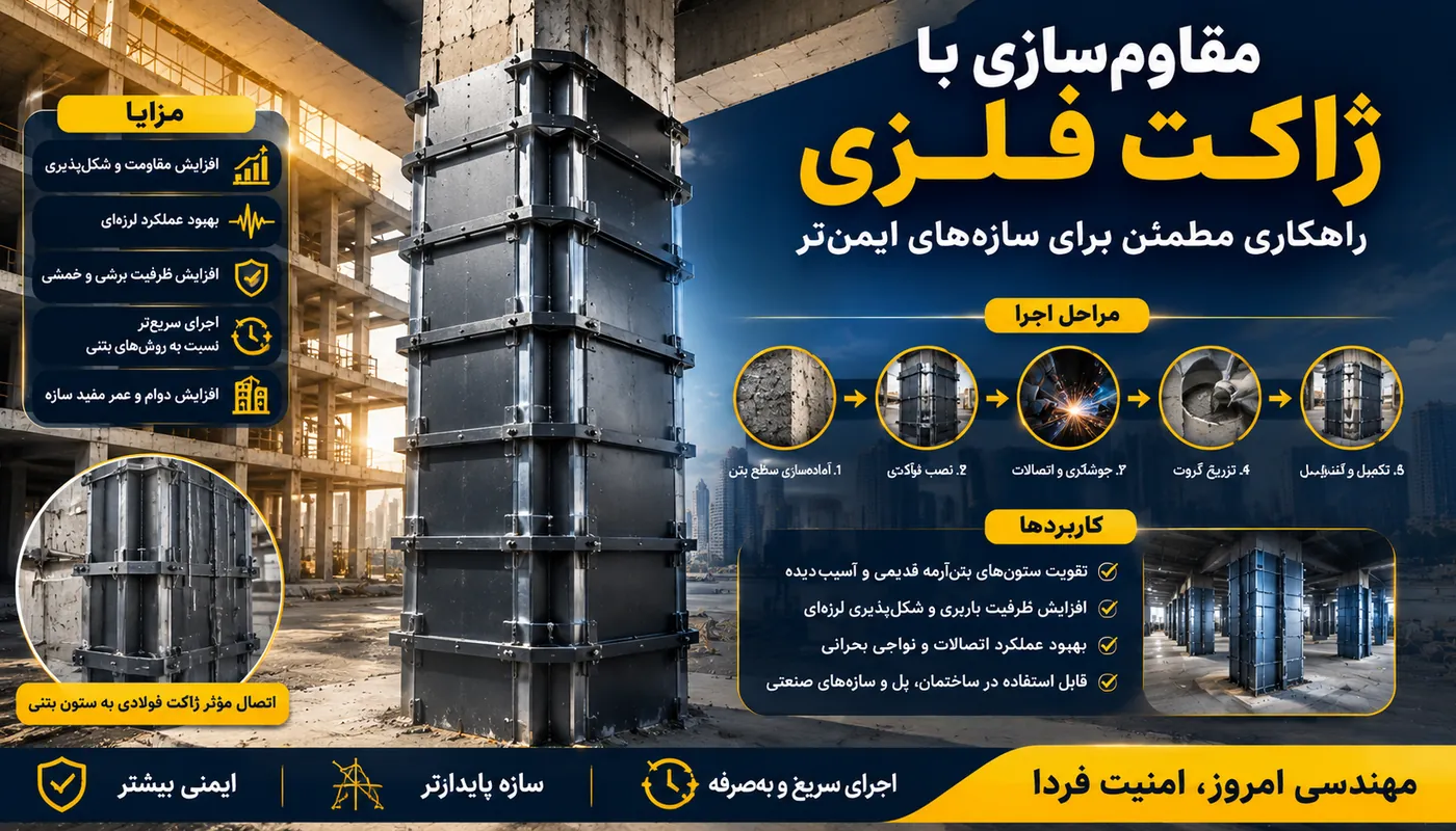 مقاوم‌سازی با ژاکت فلزی؛ روش اجرا، کاربردها، مزایا و نکات مهم طراحی و اجرا