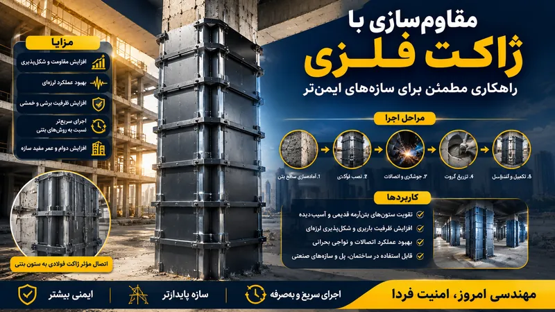 مقاوم‌سازی با ژاکت فلزی؛ روش اجرا، کاربردها، مزایا و نکات مهم طراحی و اجرا